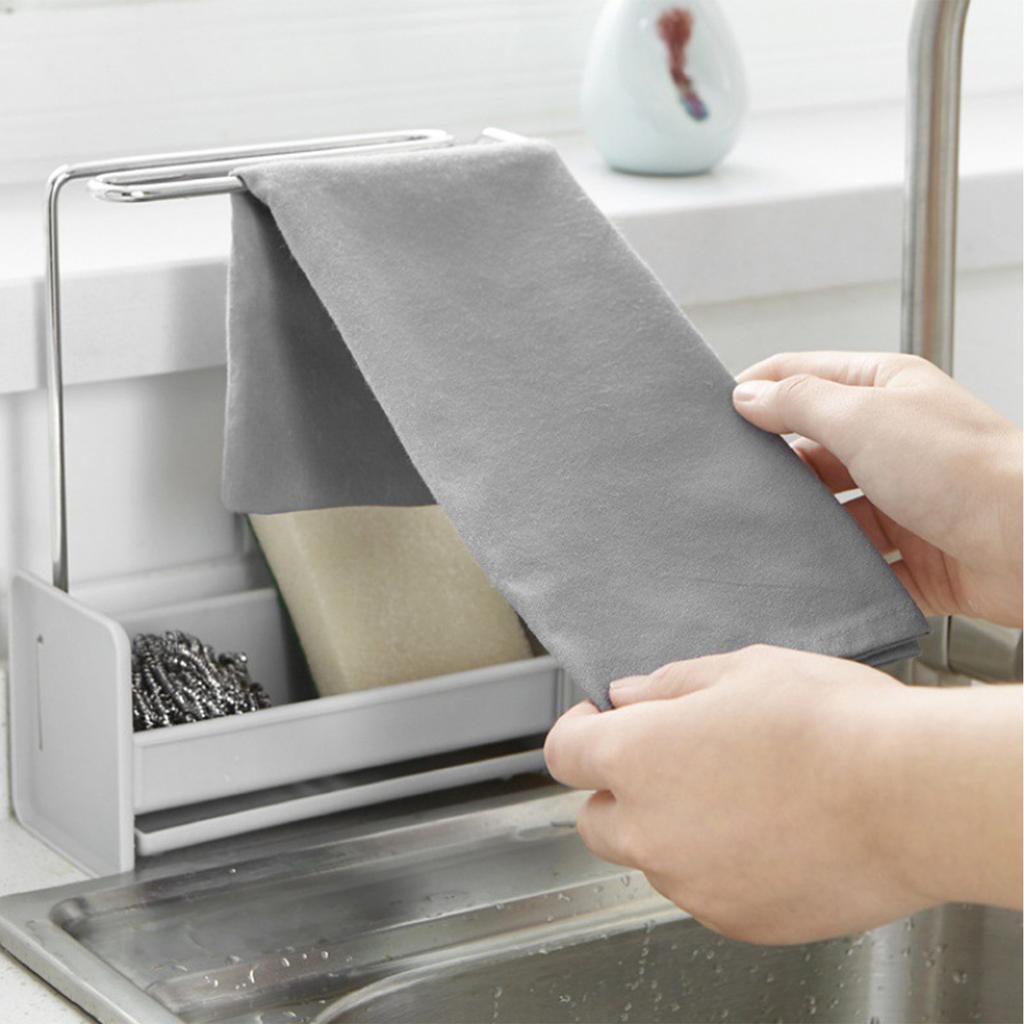Kitchen Sink Sponge Holder Multipurpose Kitchen Rag Stand Sponge Holder with Dishcloth Drying Rack for Kitchen
