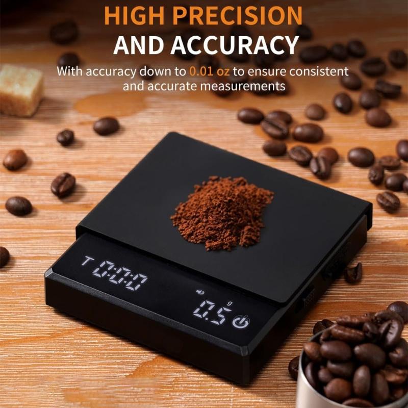 Delicate Portable Coffee Scale With Two Brewing Mode 0.1g Accuracy Measurement And USB Rechargeable Design