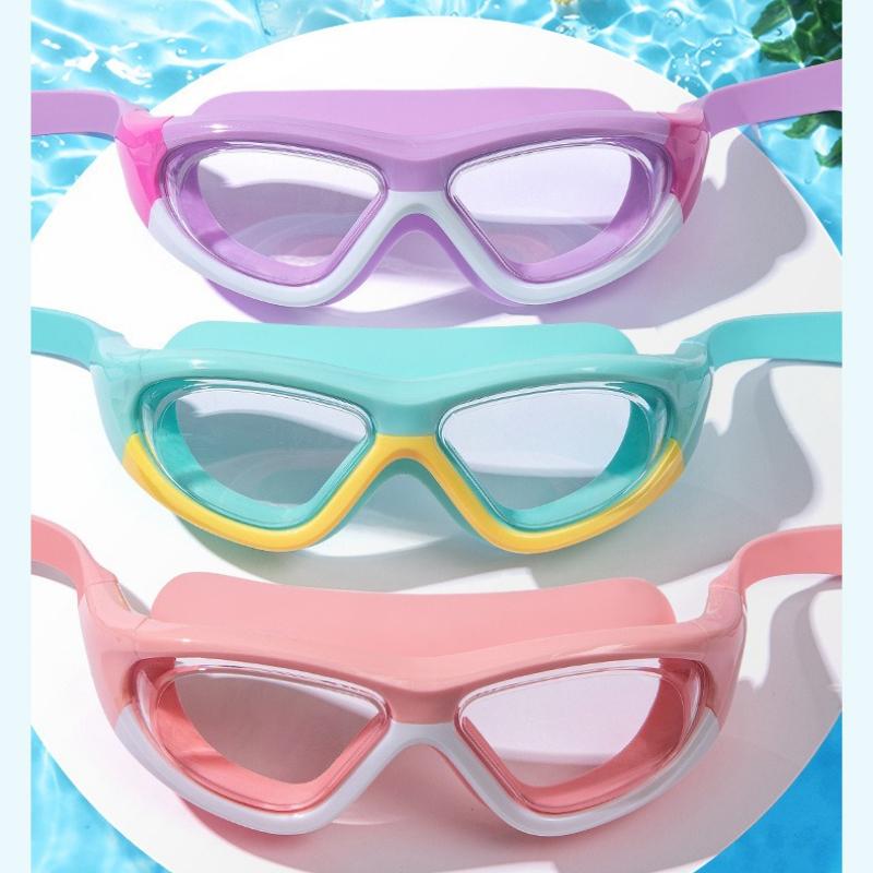 Waterproof Children's Swimming Goggles High-definition Anti-fog Wide-angle Large Frame Seal Wearing Earplugs Goggles for Kids2