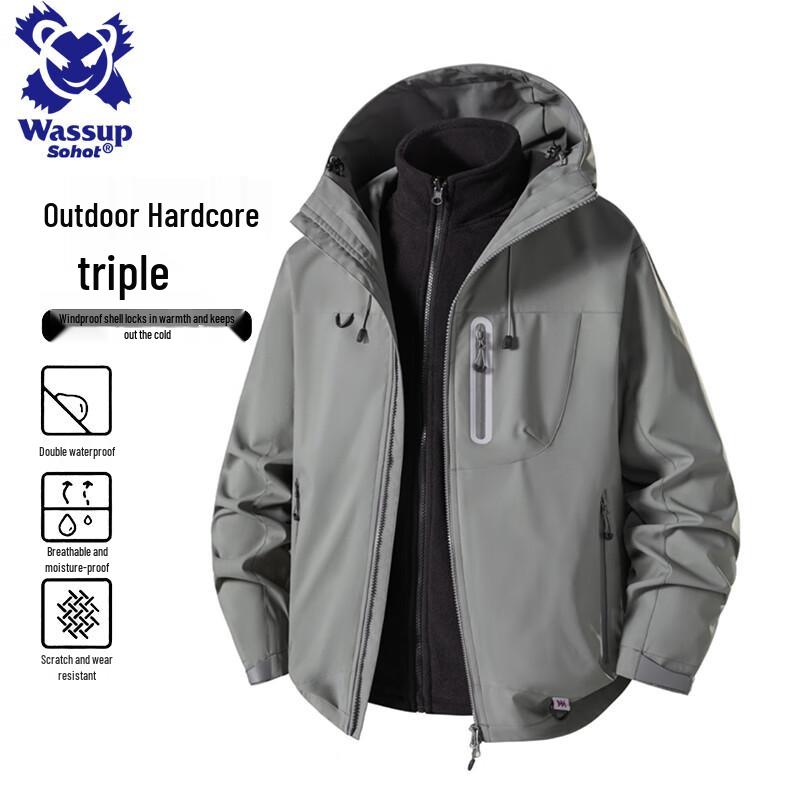 Wassup Sohot Men's Outdoor Windproof Waterproof Hooded Jacket