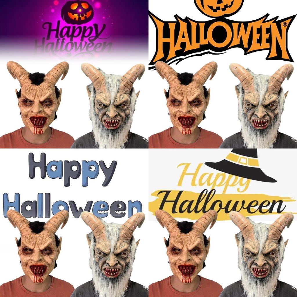 Terrifying Latex Lucifer Mask With Horns For Halloween Festivals And Costume Parties