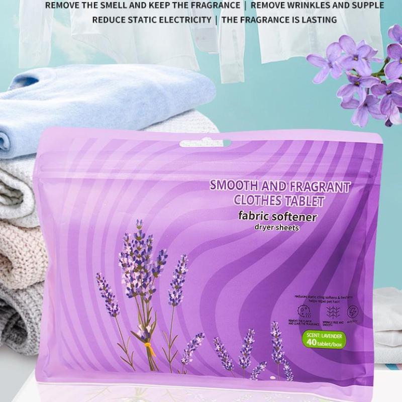 40Pcs Fabric Softening Sheet Drying Clothes Dryer Machine Washing Machine Fragrance Sheet Long Lasting Fragrance Deodorizing