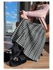 Women's High-Waisted Plaid Pleated Wool Midi Skirt - Fashionable, Slimming, A-Line Design