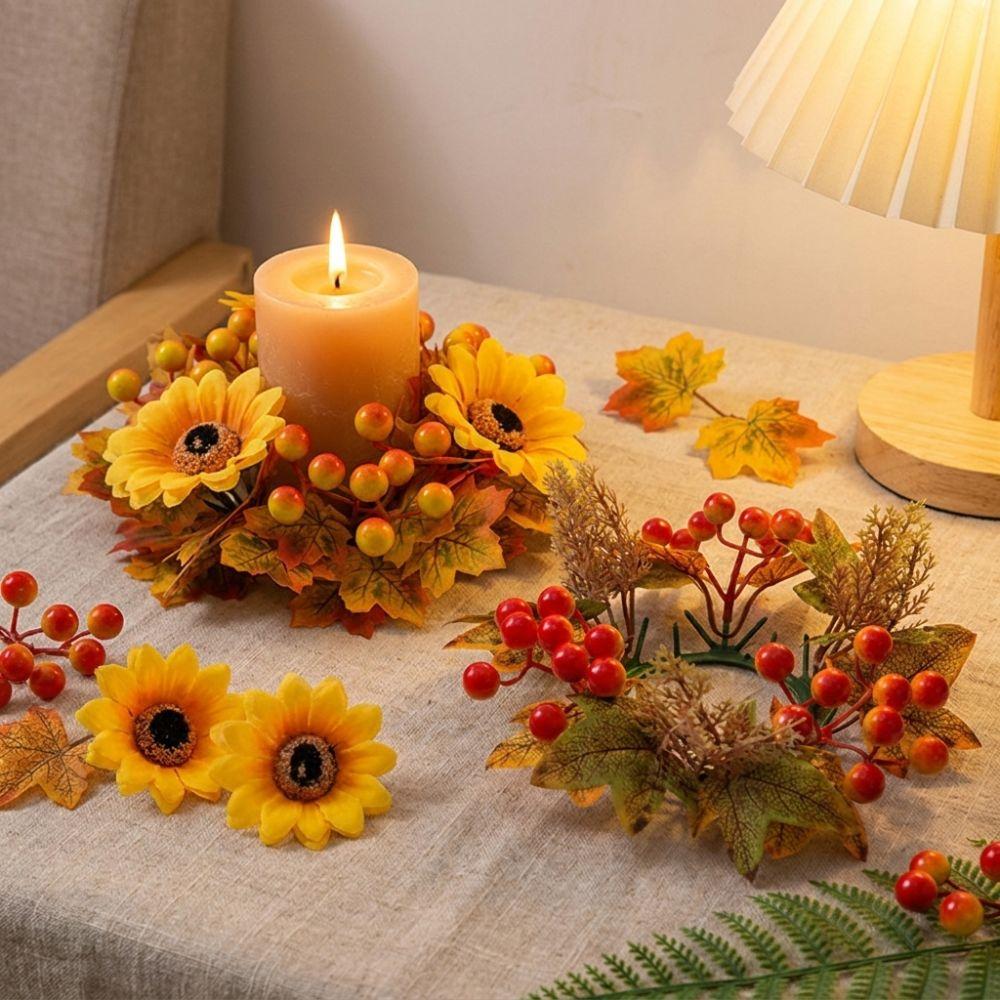 Fade Resistant Artificial Maple Mini Wreath Rustic Harvest Wreath Pumpkin Garland  Tabletop Decor