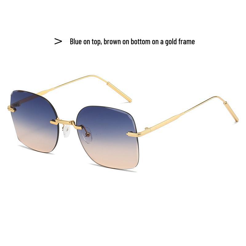 2025 Unisex Rimless Metal Sunglasses with UV Protection & Gradient Lenses