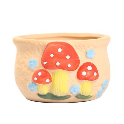 Ovale keramische succulente handgeschilderde potplant Plain Fired Planter Kleurrijke paddestoel schattig