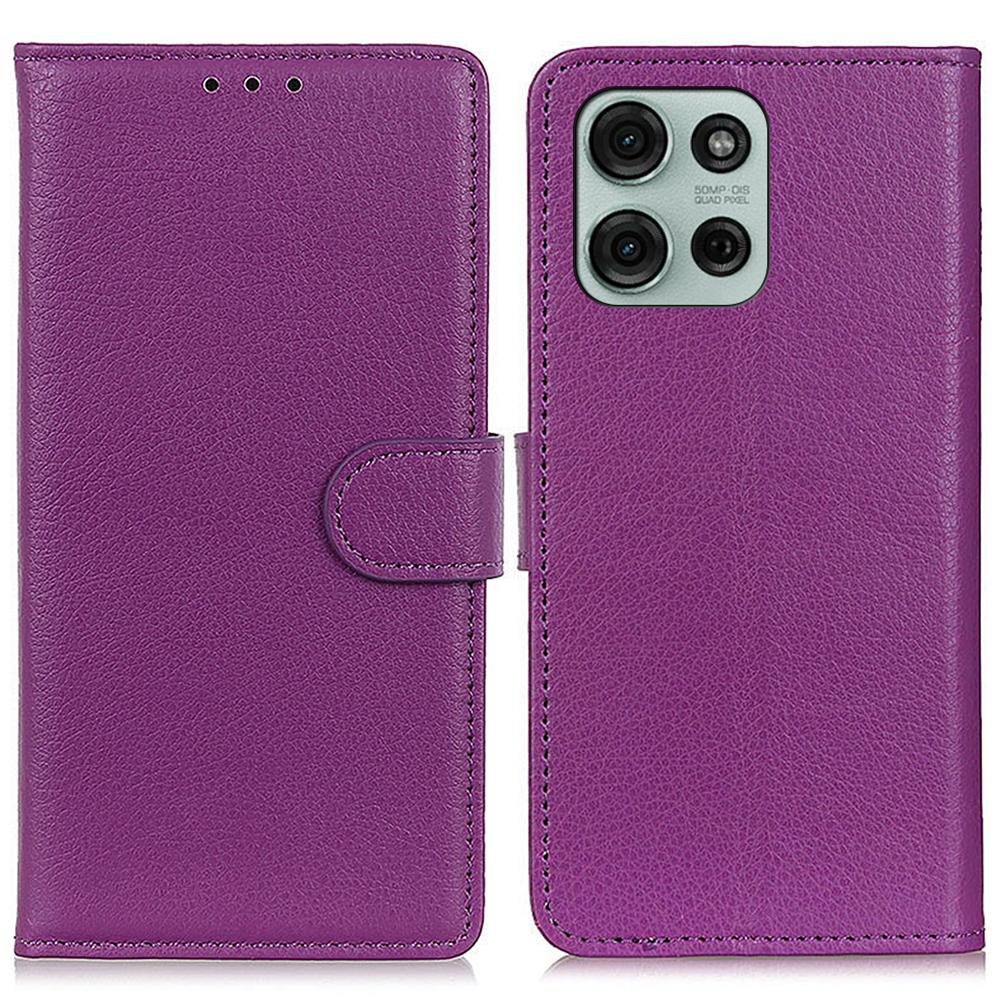 For Motorola Moto G75 5G Wallet Case PU Leather Phone Cover Litchi Texture