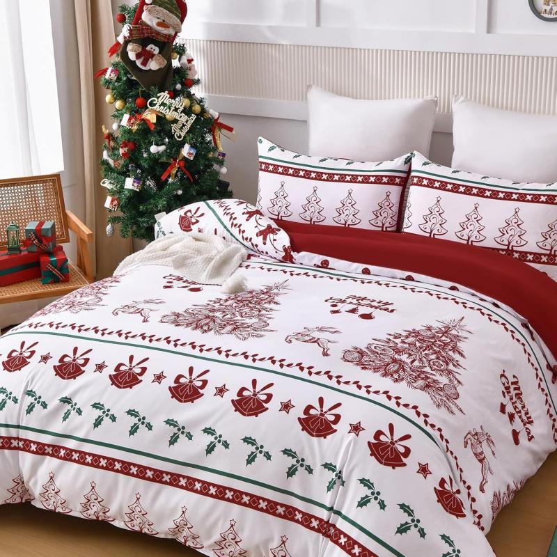 3PCS Christmas Duvet Set With Extra Large Soft Ultra-fine Fiber Bedding, Including 2 Pillowcases And Christmas Tree Deer Pattern