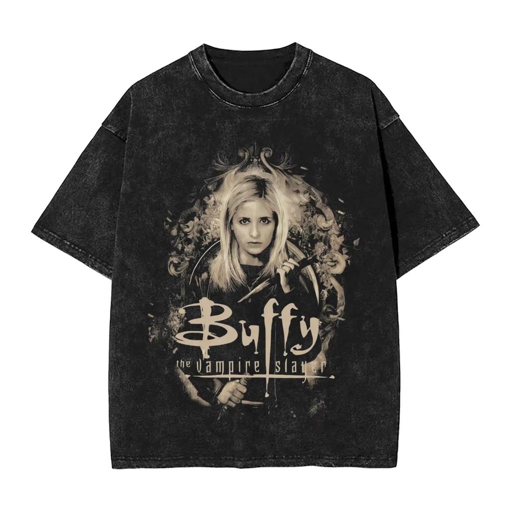 2026 Buffy The Vampires Slayers Graphic Print Wash T Shirt Harajuku Style for Men Women Fashion Cotton 2026
