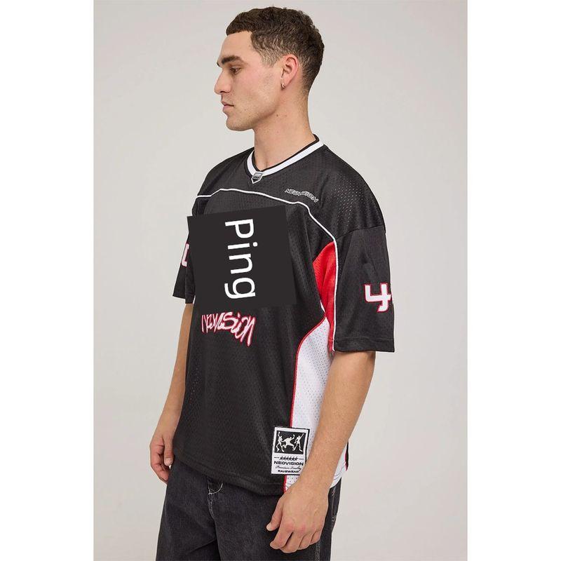 Foreign Trade Original Order Neo * Vision Radical American Vintage V-neck Patchwork Letter Print Sports Jersey