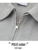 Wild Man Trendy American Letter Embroidery Waffle Knit Sweatshirt, Spring/Autumn Academy Style Half-Zip Polo