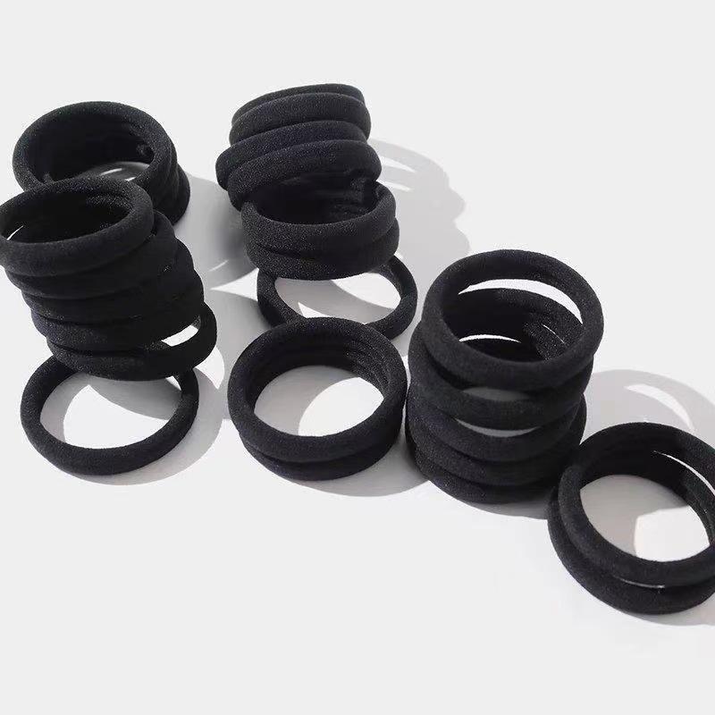Classic Black 4CM High Elastic Seamless Hair Band - Durable, Traceless Hair Accessory for Women