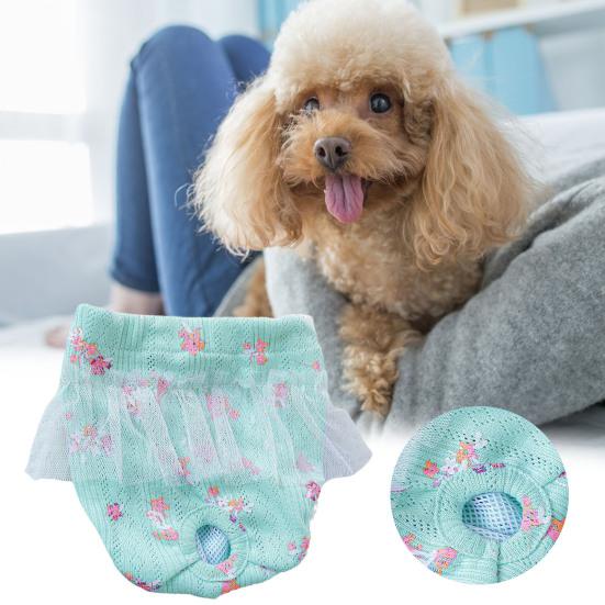 Pet Sanitary Pants Lace Washable Strawberry/Flower Pattern Polyester Female Dogs Short Diapers Physiological Pants Pet Supplies
