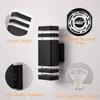 DASTOR 4 Pack Outdoor Wall Lights, Modern Exterior Lighting Fixtures Wall Mount, 2-Layer Black Outdoor Lights for House, Up and Down Lights Outdoor