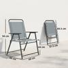 Folding Garden Chairs, Set of 2 Camping Chairs with Mesh Seat, Grey