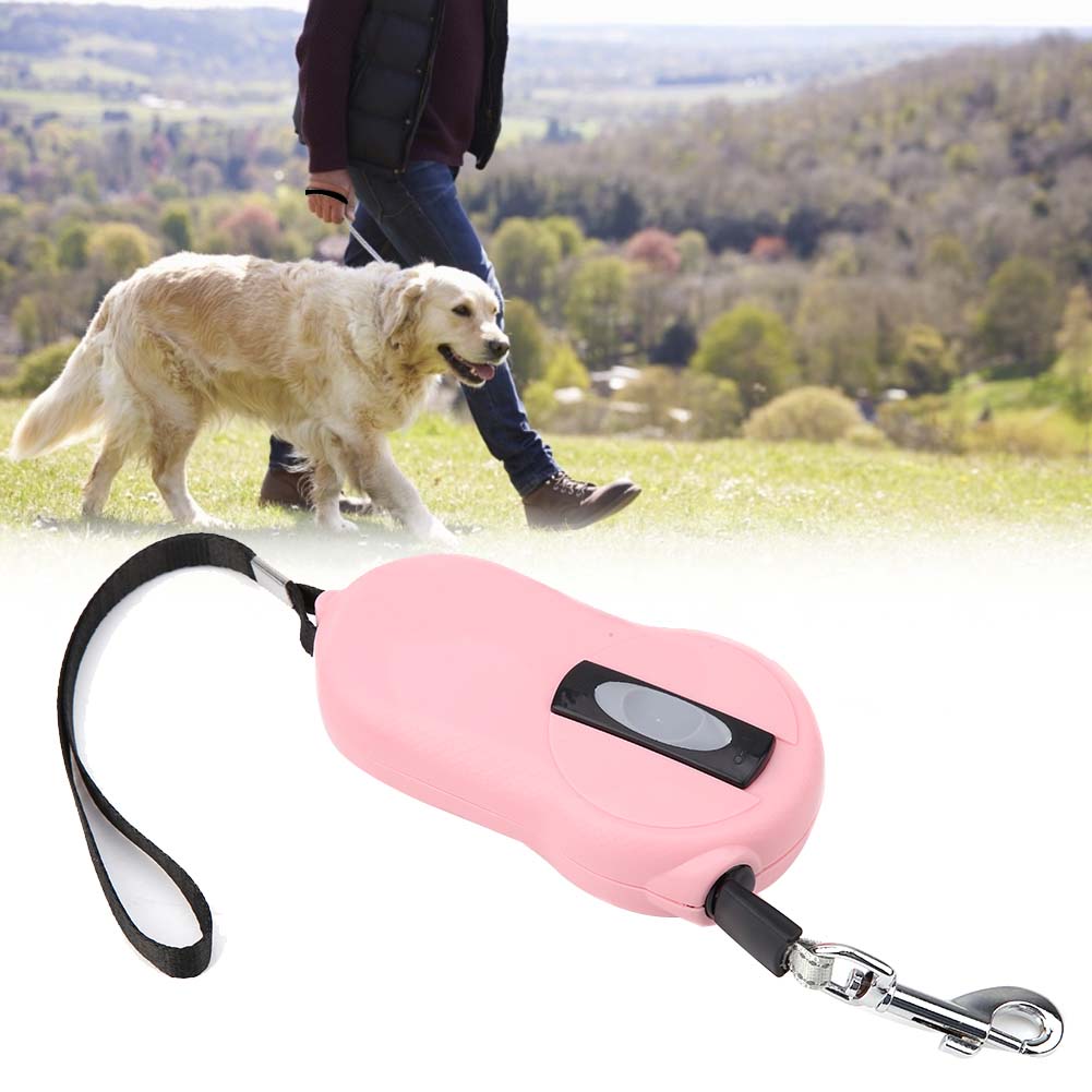 Retractable Dog Leash - Heavy Duty Pet Leash Nylon Reflective Tape, Tangle Freed Lock(Pink)