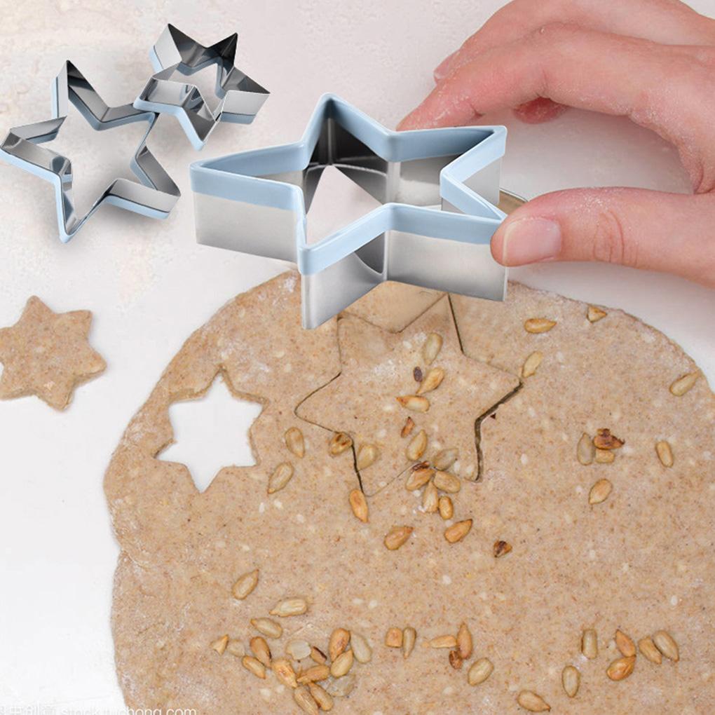 3PCS Molds Cookies Biscuits Cake Moulds Star Shaped Stainless Pastry Baking Tools Set