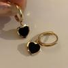 2023 Black Heart Hoop Earrings: French Retro Design with Light Luxury and Timeless Elegance