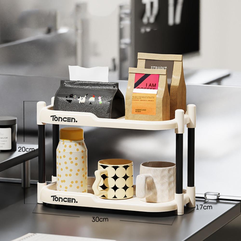 

Space-Saving Countertop Organizer Multifunctional Tea and Mug Holder Kitchen Shelf Kitchen Office White 2-Layer