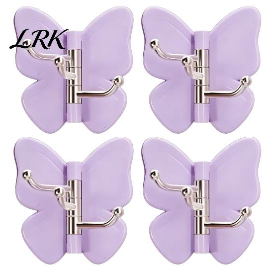Rotating Storage Hook 4PCS Butterfly Adhesive Hook, with 3 Swivel No Drill Bathroom Towel Wall Space Saving for Kitchen Bedroom Metal Arm