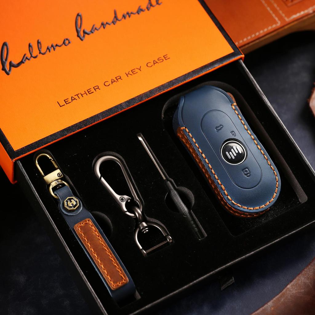 Genuine Leather Key Cover for Weimar EX5/EX6 2022 - Premium High-End Car Key Shell with Buckle