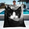 Cute Tuxedo Cat Blanket 2D Soft Cozy Flannel Throw Blanket For Bed Couch Sofa Camping Travel Warm Blanket For Cat Lovers Gift