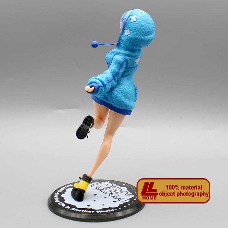 Anime Re Life In a Different World Rem Blue Hooded Clothes PVC Figure Toy Gift