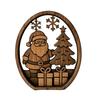 Desktop Standing Xmas Ornaments 3Pcs Christmas Santa Claus And Tree Ornaments, Wooden Oval Table Tiered Tray Holiday Displays Centerpiece, Solid Wood