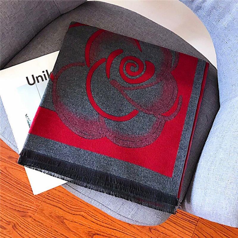 Yiwu scarf camellia cashmere scarf 20 fashion air conditioner warm fringed shawl thickened and lengthened