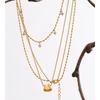 Eetit Luxury Fashion Double-Layer Zirconia Drop Exquisite Chain Overlay Necklace Stainless Steel Popular Pendant Collar Jewelry