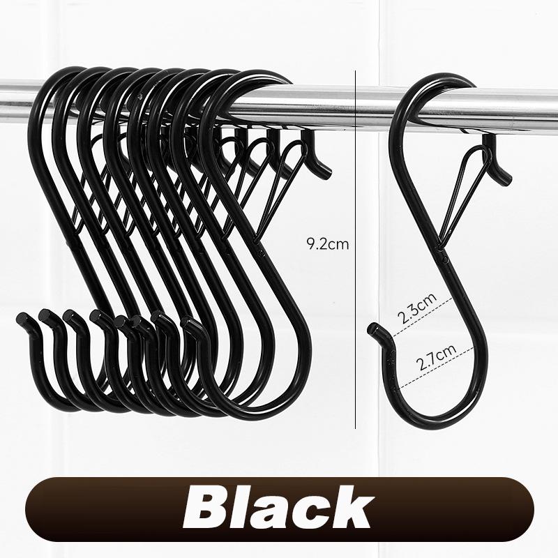 10pcs Heavy Duty Metal S Hooks with Safety Buckle S Hanging Hook for Plants Jeans Pots Bags Clothes Towel Organizer Accessorie