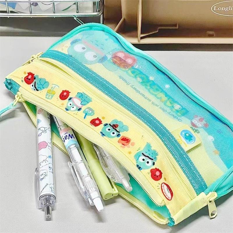 

Сумка для ручек Sanrio Anime Students, милый пенал Hangyodon, большая вместимость, многослойная сумка для хранения канцелярских принадлежностей, косметичка для девочек, подарок
