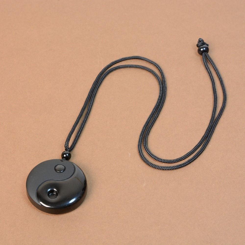 Černý přívěsek Tai Chi Denní nošení Obsidiánový náhrdelník Módní náhrdelník Yin Yang Sváteční dárek