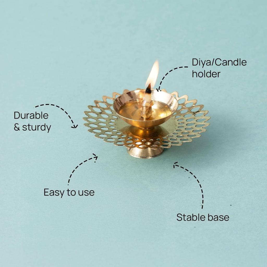 Латунный подсвечник-дия, Brass Candle Holder Diya,  Nestroots