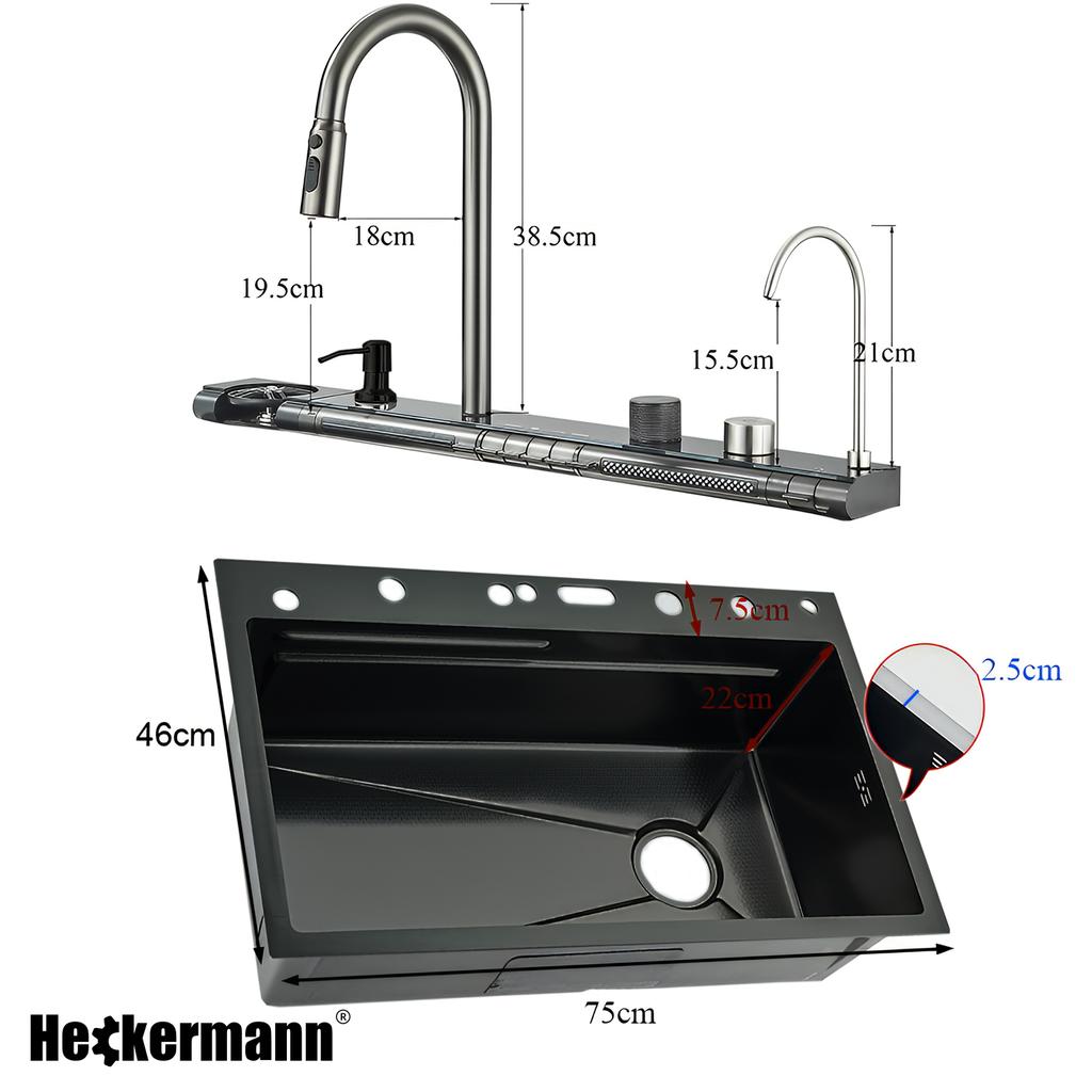 Heckermann B7546X Multifunctional Sink Anthracite + Black
