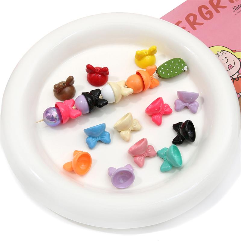 4 bucăți 20 mm mărgele acrilice cu fundă de iepure pentru colier breloc DIY bijuterii artizanale