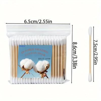 100PCS Round Headed Cotton Swabs, Double Round Headed Cotton Swabs, Bamboo Sticks, Precision Pointed Cosmetic Nail Tools