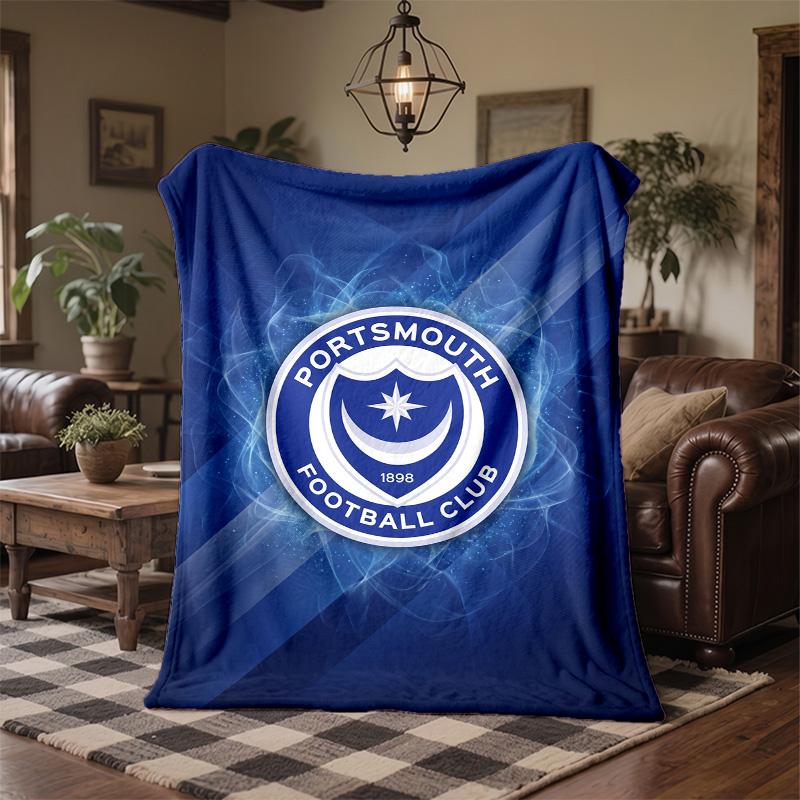 Coperta in Pile a Tema Portsmouth FC Morbida e Accogliente Coperta di Peluche per Camera da Letto Divano Viaggio