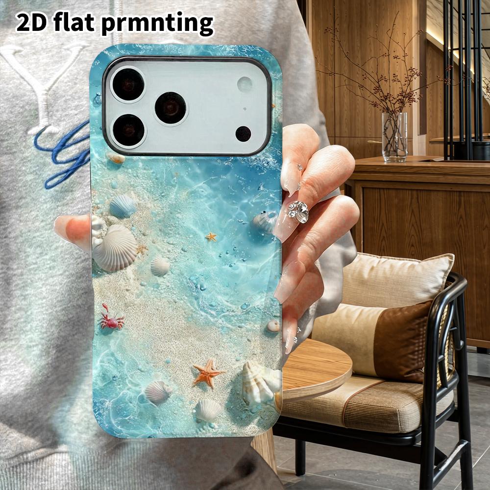 Phone Case: 2D Flat Design Suitable for iPhone 18, 17, 16, 15, 14, 13 Pro Film Protective Case, Couple Style, Clear Light Sea, Christmas and Halloween