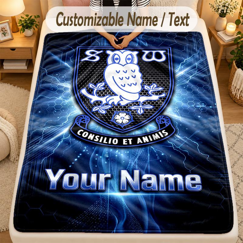 Flannel BlanketSheffield Wednesday FC Custom Name Text Personalized Soft Warm Throw Blanket Home Decor Gift