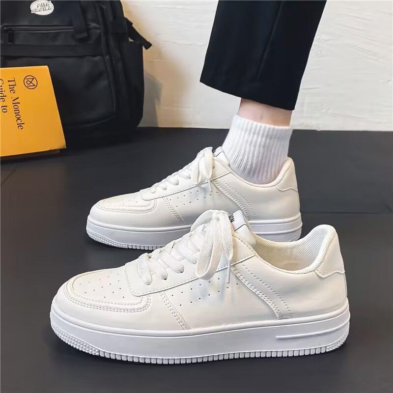 Spring Thick-sole White Shoes for Men, Trendy Height-increasing Casual Skateboard Shoes for Students, Breathable Versatile Sports Shoes.