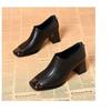Spring French Retro Square Head Deep Mouth Women Thick Heel Soft Leather Casual Fashion High Heels Women