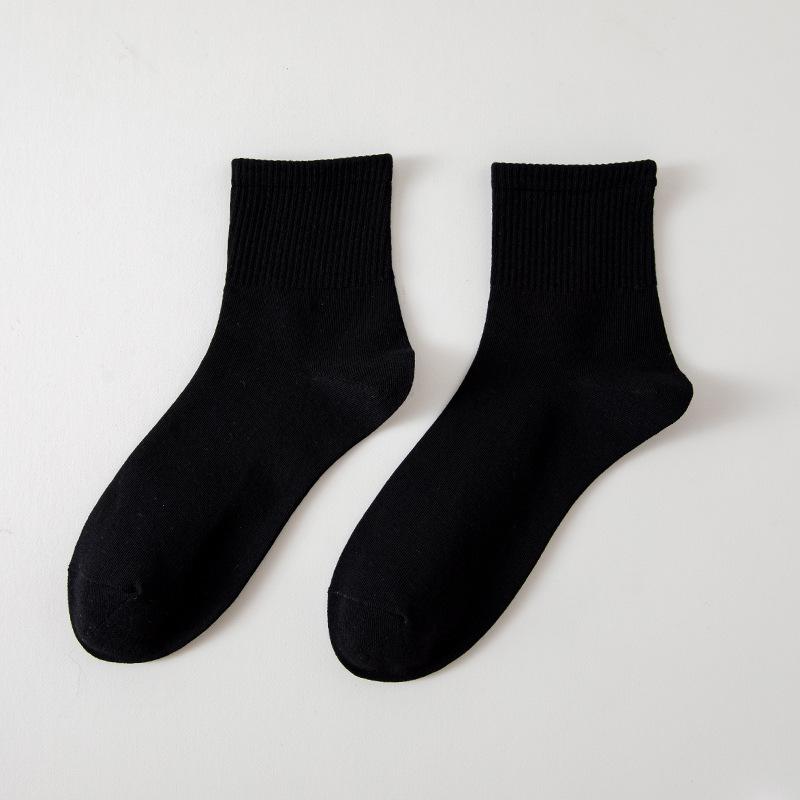 Unisex Mid-Tube Sports Socks - Black, White, Gray, Soft Cotton, Simple Design