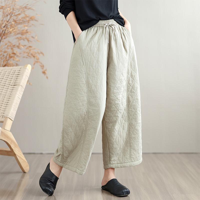 

2025 Winter Women s High-Waisted Quilted Cotton Pants - Lightweight, Warm, Slimming, Casual, Straight-Leg M (weight 80-100 lbs)