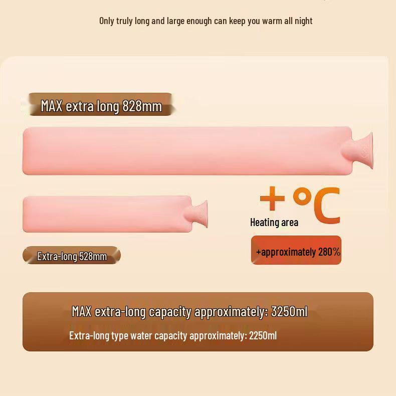 Extra Large Hot Water Bottle - Super Long Style for Warm Sleeping and Feet
