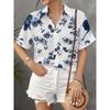 Simple and Personalized Love Print Summer Women's Plus Size Lapel Short Sleeved Shirt Fashionable Daily Versatile Casual Top