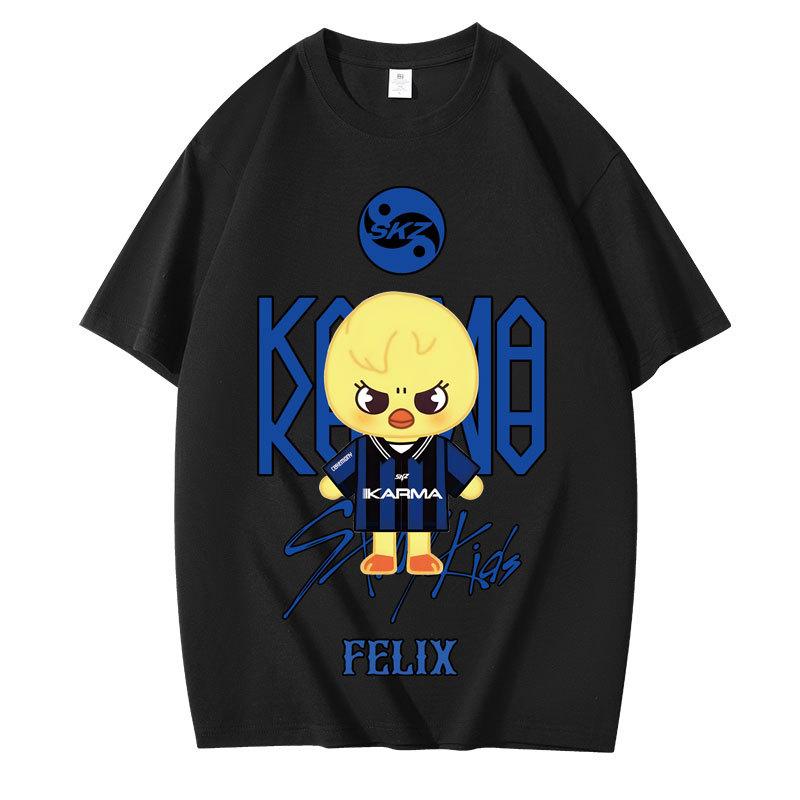 2025 KPOP KARMA HYUNJIN Cartoon Print Oversized T Shirt Women Korean Fashion Fans Cotton Hip Hop Tee Shirt Harajuku Tops