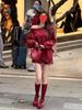 Korean-Style Off-Shoulder Top & Plaid Mini Skirt Set - Playful, Irregular Design for Women