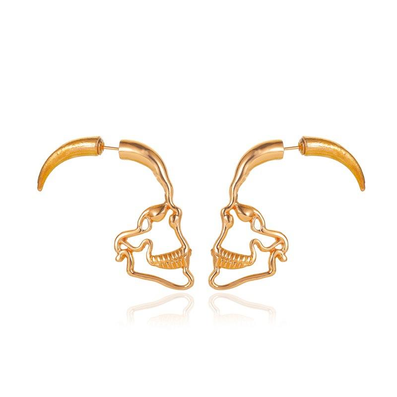 Boucles d'oreilles pendantes créatives avec tête de mort percée pour femmes hommes Style Punk Rétro Hip Hop Rock Clous Accessoires de Bijoux