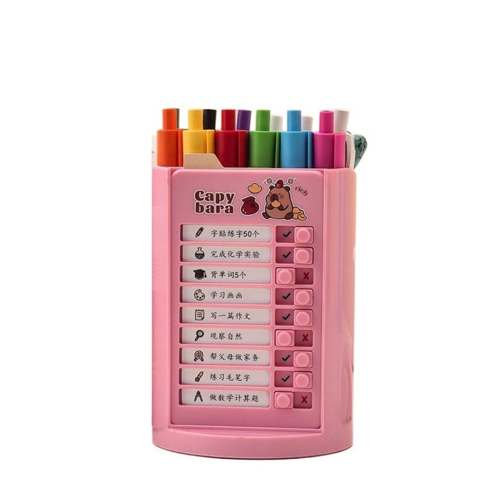 

Self-discipline Punch 360° Rotating Pen Holder Chores Checklist Pen Pencil Organizer Desktop Capybara-pink